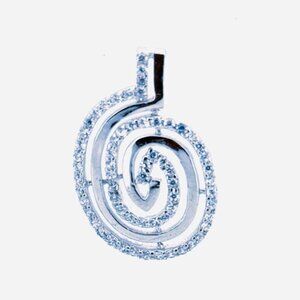 Brand New Sterling Silver 925 Midi Swirl Pendant Encrusted with Clear Crystals